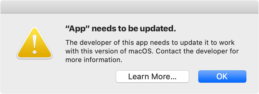 The developer of this app needs to update macos windows 10